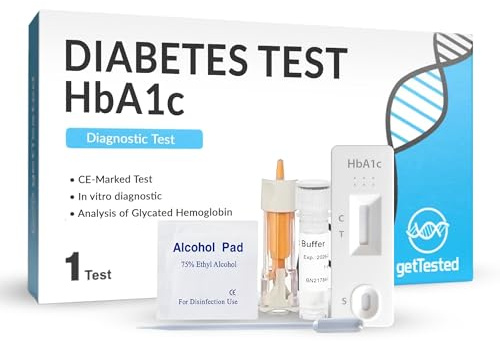 GetTested Diabetes Test (HbA1C), At-Home Rapid Blood Test Kit, Finger-Prick Sample for Average Blood Sugar Levels, Private Self-Testing with Clear and Reliable Results