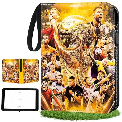 Libro di Carte Collezionabili di Calcio, Album di Carte da Calcio adatto per 400 carte con 50 custodie rimovibili, Porta carte da calcio, Album di Carte di Calcio in Pelle PU Impermeabile