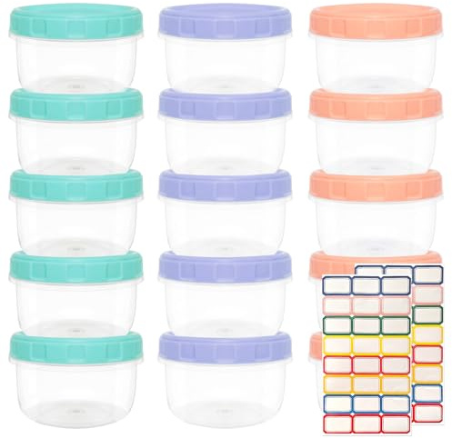 TAIXING 15 Pcs Small Plastic Containers with Lids, 200ml Food Containers