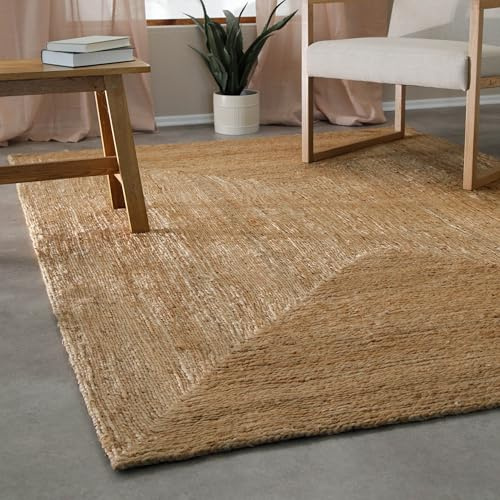 green looop Tappeto di iuta Collins – Tappeto naturale tessuto a mano – 12 mm di altezza – Design discreto – Certificato GoodWeave – Pesante, robusto e purista (80 x 150 cm, naturale)