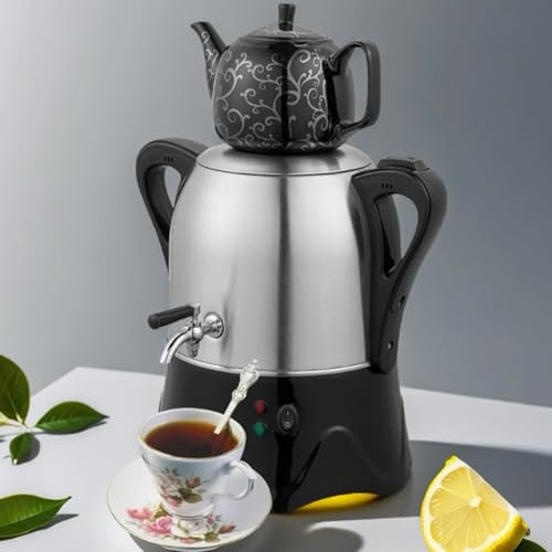 Teiera Elettrica Turca Da 2000 W, Samovar Elettrico, Teiera In Acciaio Inox Da 3 Litri, Con Teiera In Ceramica Da 1 Litro, Protezione Contro Il Funzionamento a Secco, Controllo Preciso, Per Caffè