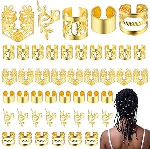 100 Bijoux Tresses Dores Perles Dreadlocks Anneaux Reglables Cheveux | Clips dread lock homme femme, accessoires evenements, ajustement facile, style ethnique, deco tressage colore soiree