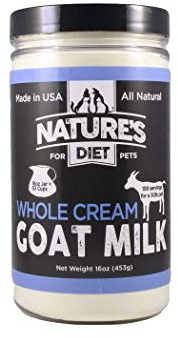 Nature's Diet Pet Dried Whole Cream Goat Milk for use as High Protein, Hypoallergenic Digestion, Anti-inflammatory Powdered Instant Meal Topper (16 oz = 53 Cups or 159 Servings)