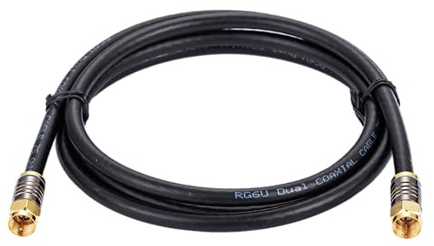 Cables Direct Online 1.5M Black RG6 Coax Cable Dual Shield Outdoor/Indoor Coaxial BNC Extension Wire For Satellite Dish Cable TV Antenna