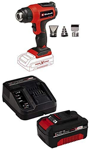 Einhell Power X-Change 18V Cordless Hot Air Gun with Battery and Charger - Battery Powered Heat Gun with Accessories for Paint Stripping, Vinyl, Crafts, Resin - TE-HA 18 Li Battery Heat Gun Cordless