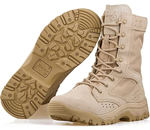 HANAGAL Men's Military Boots Lightweight Army Combat Tactical Military Boots For Men Hunting Jungle Hiking Work Boots Size 11.5w Tan