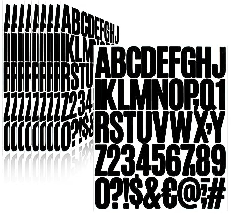 500 Pieces 10 Sheets Letter Stickers,Self Adhesive Vinyl Waterproof Mailbox Numbers Stickers,Alphabet Number Stickers for Mailbox,Window,Door,Sign,Address Number,Business(2 Inch) (Black)