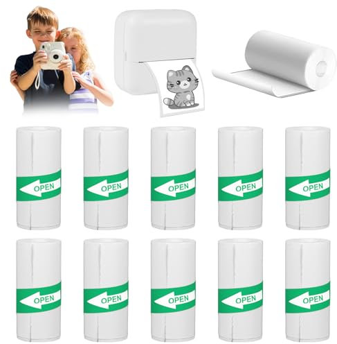 10 Rollen Thermopapier,Thermopapier Kinderkamera,Aufkleber Druckerpapier,Mini Drucker Papier Selbstklebend Thermo-papier für Kinder,Mini Drucker Aufkleber,für Mobiler Fotodrucker(57 x 25 mm)