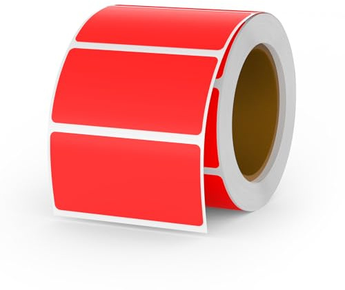 YIKIADA Lot de 500 étiquettes thermiques en vinyle - Rouge - 25 x 50 mm - Rouleau rectangulaire - Autocollantes - Étiquettes d'adresse étanches - Pour nom code-barres QR Code DIY