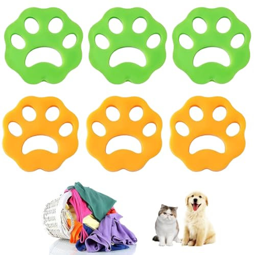 GGUFAY Quita Pelos Mascota,Atrapa Pelos Lavadora Mascotas, Recoge Pelos Mascotas,Bola de Lavado Reutilizable para Eliminar el Pelo de Las Mascotas en la Lavadora(6 PCS)