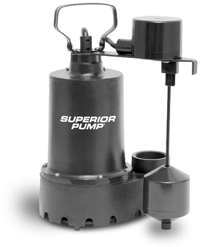Superior Pump 92341 1/3 HP Cast Iron Submersible Sump Pump with Vertical Float Switch