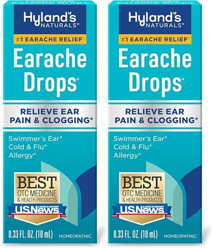 Hyland's Earache Drops, Natural Relief of Swimmer's Ear, Cold and Flu, Allergy Symptoms, Ages 4 and up: (2 Pack)