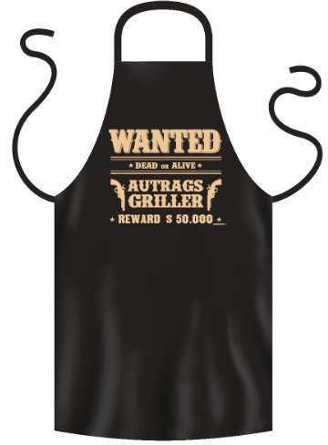trag-das bedruckte Grillschürze Wanted - Auftragsgriller - Geburtstag Geschenk Grill Schürze Kochschürze Latzschürze Partyschürze Küche