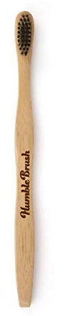 The Humble Co. Bambu tandborste svart | mjuka borst | biologiskt nedbrytbar, miljövänlig, vegansk, rekommenderas av tandläkare (1-pack)