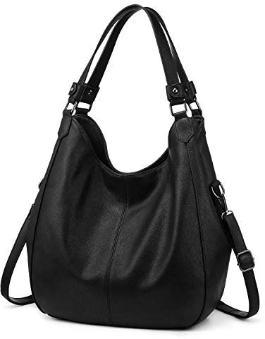 Realer Handtasche Damen Shopper Groß Vintage Umhängetasche Damen Gross Lederimitat Tasche Damen Frauen Schultertasche für Alltag Büro Schule Ausflug Einkauf Schwarz
