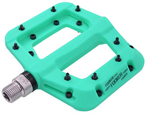 FOOKER Pedales de MTB para bicicleta de montaña, 3 rodamientos antideslizantes de fibra de nailon ligero para bicicleta BMX MTB 9/16 pulgadas (922-Green3bearings)