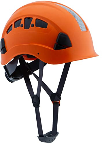 Hard Hats Construction Safety Helmet ANSI Z89.1 Approved OSHA Hardhat, LOHASPRO Vented Men Worker Orange Hard Hat with Chin Strap Tree Climbing Rescue Arborist Helmet (P4 Orange)