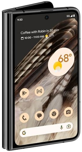 Google Pixel Fold 5G 256GB + 12GB RAM Factory Unlocked - Dual SIM (Nano-SIM + eSIM) - Foldable Display Android Smartphone (Obsidian) (Renewed)