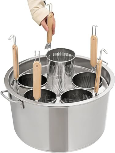CHRISK Set di inserti per cuocipasta a 5 fori, pentola per spaghetti con inserto per colino, pentola per pasta commerciale Pentola per pasta e cestello per filtro con inserto