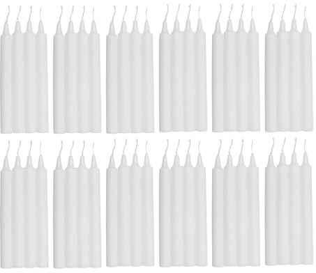 COM-FORT HOUSE- Vela de mesa Blanca - Pack velas de 48 Unidades - Velas Decorativas Sin Perfume - Velas para tu Hogar