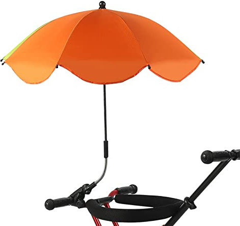 BFYDOAA Chair Parasol with Clamp,360° Adjustable Clip on Baby Stroller Umbrella Portable 8 Bone Beach Chair Sunshade for Pram,Buggy,Pushchair,Golf Carts(orange)