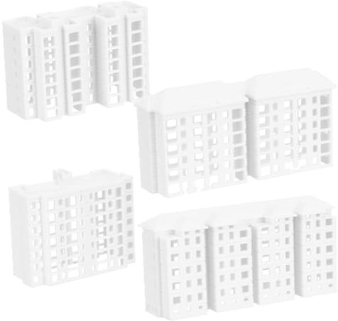 ERINGOGO 4pcs Miniature Building Models Plastic Unpainted Mini Building Sets for Landscaping and Sand Table Decoration