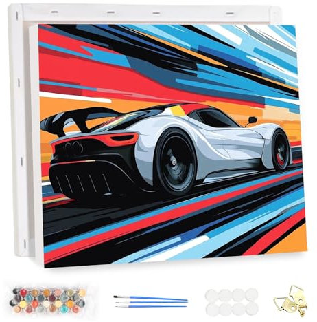 MEIYUDA DIY Paint by Numbers for Adults with Frame Cool Sports Car, Arts and Crafts Kit for Adults Beginner, Paint by Numbers Acrylic Pigment Drawing Paintwork for Home Wall Decor 40x30cm