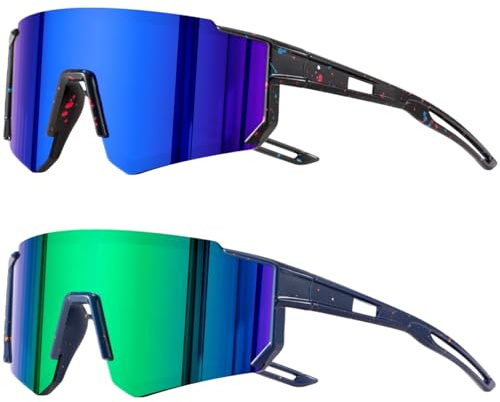 Beread Lot de 2 lunettes de soleil polarisées pour enfants - Protection UV400 - Pour garçons et filles - Pour cyclisme, course à pied (A)