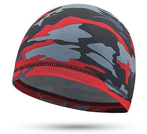 LIXADA Breathable Moisture-wicking Helmet Liner, Spandex Bike Cap, Cycling, Motorcycling, Skating (Red)