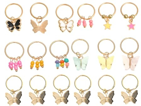 OUNONA Accesorios Cabello Joyas para Trenzas Elegantes 18 Piezas en Forma de Mariposa de Aleación de Zinc y Acrílico Ideales para Fiestas y Peinados Únicos