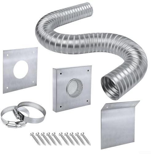 Pelletöfen Ofen-Zuluftkit,2 Flexibler Aluminiumluftschlauch Mit Wandpaneel, Rostfreier Edelstahlhalterung, Für Effizientere Verbrennung Und Brennstoffeinsparung,Für Pelletöfen Und Kamine