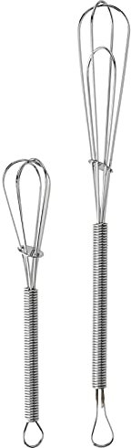 Chef Aid 2 Stainless Steel Mini Whisks, Silver, Small Hand Whisks for Mixing, Whipping & Blending, Ideal for Sauces, Gravies, Drinks, Shakes & Toppings, Durable Kitchen Utensils Set