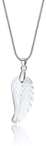 COAI Collar para Mujer con Colgante Ala de Angel de Cuarzo Blanco