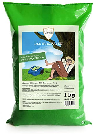 Linsor Kurzrasen, 1 kg Rasensamen schnellkeimend, 25% weniger mähen, kurzwüchsige Gräsersorten