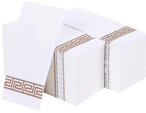 200 Stück Gästetücher Einweg-Badzimmer dekorative Badezimmer-Servietten, weich und saugfähig, Einweg-Servietten, Leinen wie für Küche, Partys, Hochzeiten, Weihnachtsfeiern (Roségold)