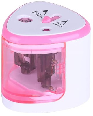 Bestgift - Sacapuntas para alumnos, alumnos, profesional, eléctrico, automático, tamaño de orificio (6 - 8 y 9 - 12 mm), color rosa