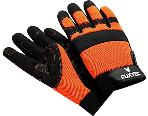 Fuxtec Gerätehandschuhe FX-GH Gartenhandschuhe Arbeitshandschuhe Garten Handschuhe Unisex, für Männer & Frauen - mit Verstärkung in den Handinnenflächen & Fingerspitzengefühl (XL)