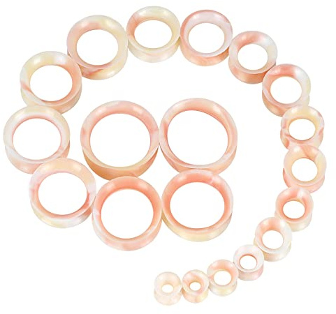 Longbeauty 20pcs Tunnels Kit 2g-1 Silicone Ear Skin Gauges Plugs Ear Expander Stretching Set (Thin Silicone - Flesh Color)