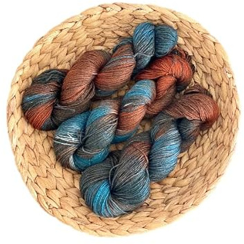 KRONOS, Handgefärbte Wolle, Handdyed Yarn, mit Säurefarben gefärbt, Einzigartig, Unikat, Stricken, Häkeln, Handarbeiten (Glitzer)