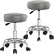 Casaria® Rollhocker 2er Set Höhenverstellbar 10cm Polsterung 51-65cm Sitzhöhe 360° Drehbar Ø35cm Fußstütze Rund Hocker Drehhocker Arbeitshocker Grau
