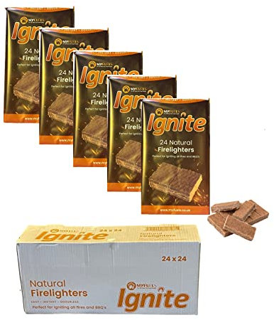 576 Natural Wood Firelighter Cubes Easy BBQ Fire Starter Paraffin Wax Sawdust