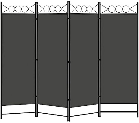 WOLTU Biombo de 4 Paneles 223x172 cm, Separador de Ambiente Exterior, Pantalla de Privacidad Plegable en Estructura de Metal, para Salón, Jardín, Patio, Balcón, Gris Oscuro