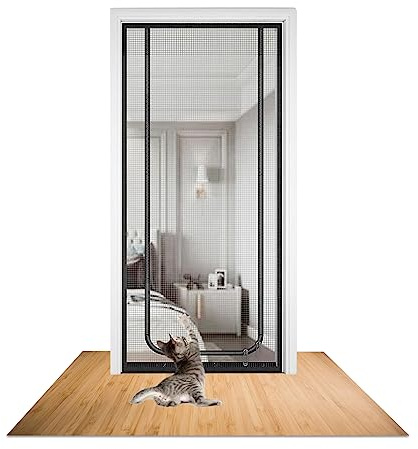 Kyaoayo Kattgaller, balkongdörr, kattskärm, kattnät för balkong, husdjur, skärmdörr, kattgaller för dörr, förhindrar att katter rinner ut, för vardagsrum, sovrum, kök.