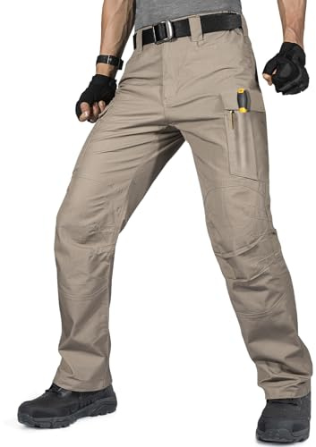 FREE SOLDIER Pantalones de Trabajo para Hombres, Pantalones Cargo Tácticos de Ajuste Relajado con Múltiples Bolsillos, Ideales para Actividades al Aire Libre, Trekking y Escalada