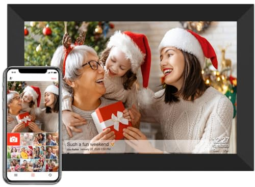 SSAWIFIFRAME 10.1 Inch WiFi Digital Picture Frame 32GB, 1280x800 HD IPS Touch Screen Digital Photo Frame Electronic, Auto-Rotate&Wall Mountable, Easy Share Photos or Videos via App from Anywhere