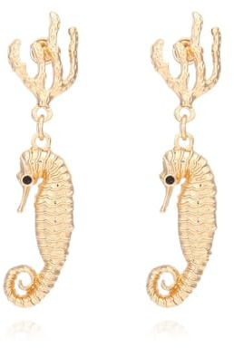 Boucles d'oreilles Poisson Hippocampe Or, Boucles d'oreilles Hippocampe Marine Corail Océanique pour Femme, Boucles d'oreilles Plage Hippocampe Marine Bohème Boucles d'oreilles Hippocampe Bijoux D'été