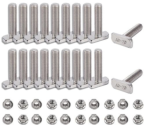 20 Piezas Tornillos De Cabeza De Martillo Perno En t m8 x 20 Con Tuercas De Brida Para Inoxidable Rieles Solares Fotovoltaicos