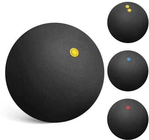 HEMOTON Palline da Squash a Punto Singolo Set da 4 Pezzi in Gomma Resistente per Allenamento Indoor e Outdoor su Campi e Parchi Giochi