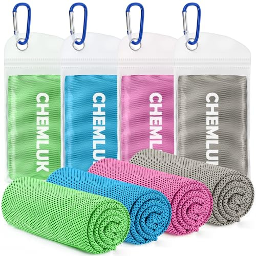 CHEMLUK Cooling Towels for Hot Weather: 100x30CM Instant Cool Towel for Neck Face UPF 50 Quick Dry Microfibre Ice Sweat Towel for Gym Sports Running Hiking Workout Travel