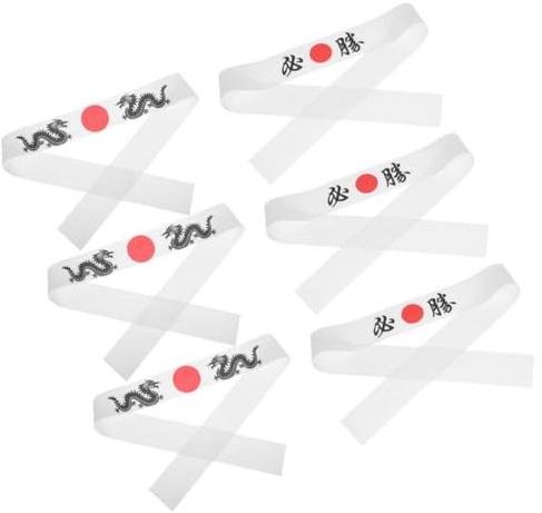Zerodeko Lot de 6 Bandeaux Japonais de Karaté Ajustables en Polyester, Style Unique Cuisine et Costume Guerrier, Polyvalents pour Femmes et Pratiquants de Karaté